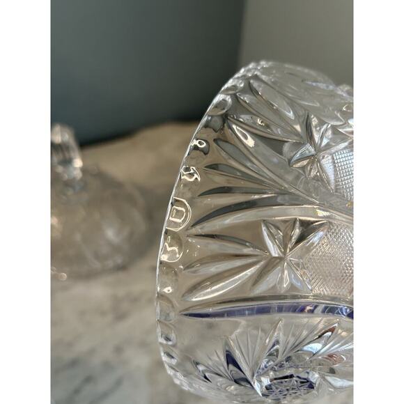 Bohemia Crystal Candy Dish Lidded Vintage Violetta Pinwheel Star of David Clear - Picture 11 of 16